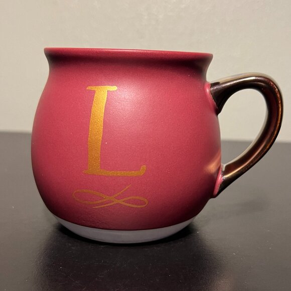 THRESHOLD Letter "L" Initial Monogram Rounded Maroon Stoneware Mug - Picture 10 of 14